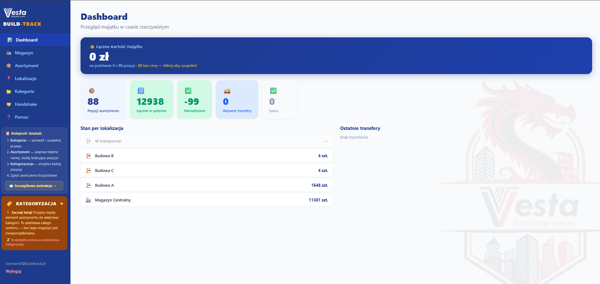 BUILD-TRACK — ewidencja majątku budowlanego dla firmy Vesta